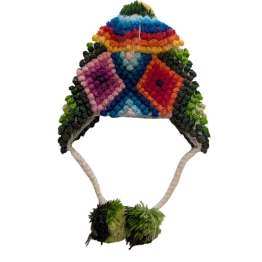 Colorful Pom-Pom Earflap Sherpa Hat – Kids